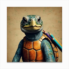 Turtle With Pencils Canvas Print