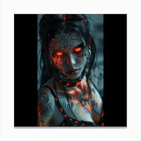 Gothic Girl With Red Eyes Canvas Print