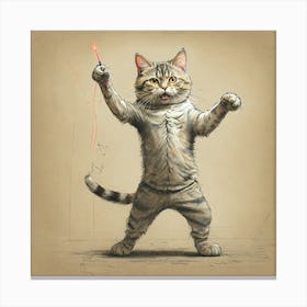 Cat With Lightsaber Canvas Print