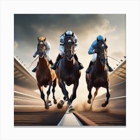 Jockeys Racing At The Racetrack 3 Canvas Print