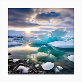 Icebergs In The Water 25 Canvas Print