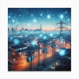 Futuristic City At Night Canvas Print