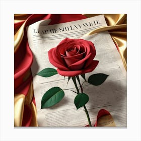 Rose On A Newspaper 2 Canvas Print