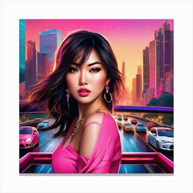 Asian Woman In Pink 2 Canvas Print