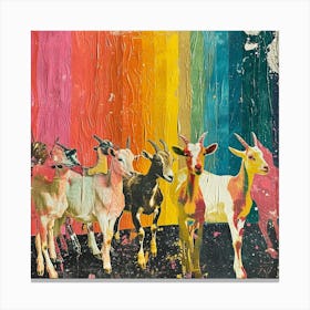 Rainbow Retro Goat Collage 2 Canvas Print