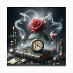 Rose And A Clock Canvas Print