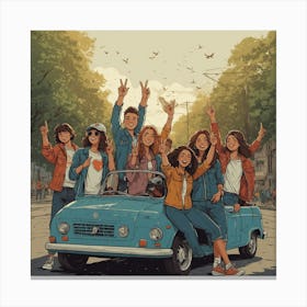 Girl In A Car Canvas Print