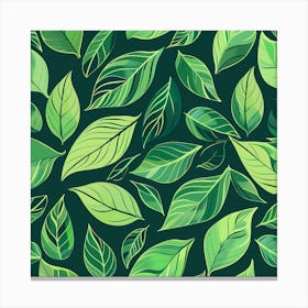 Green Leaves Seamless Pattern Canvas Print