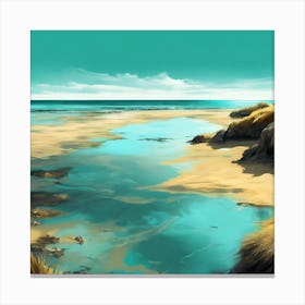 Tidal Waters, Turquoise Blue Sea on Golden Beach 4 Canvas Print