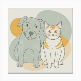 Illustration of a dog and a cat 1 Canvas Print