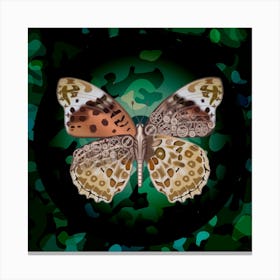 Mechanical Butterfly The Argyreus Hyperbius Niugini On A Dark Green Background Canvas Print