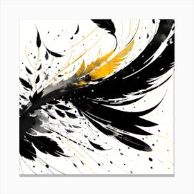 Black And Yellow Feathers Canvas Print