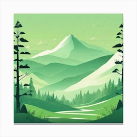 Misty mountains background in green tone Canvas Print