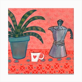 Coffee Time With My Percolator Square Canvas Print