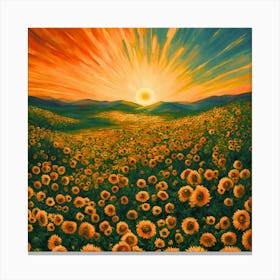 Sunflowers At Sunset Canvas Print