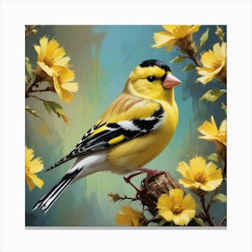 Maximalist Bird Painting American Goldfinch 1 Art Print 1 Canvas Print