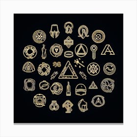Circle Of Symbols Laundry Symbols Guide Black Canvas Print