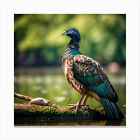 Nut Sharpened Hawk Walnut Feather Brown Drake Blurred Park Peacock Avian Green Duck Pea Canvas Print