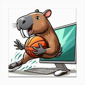 Beaver Playing Basketball 1 Canvas Print