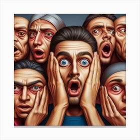 Group Of Surprised Faces 1 Canvas Print