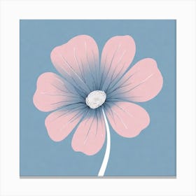 A White And Pink Flower In Minimalist Style Square Composition 198 Canvas Print