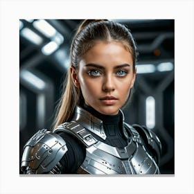 Futuristic Girl In Armor Canvas Print