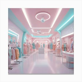 Pink And Blue Clothing Store Canvas Print