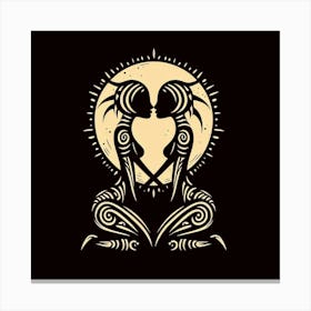 Tribal African Art Silhouette of a couple of lovers 3 Canvas Print