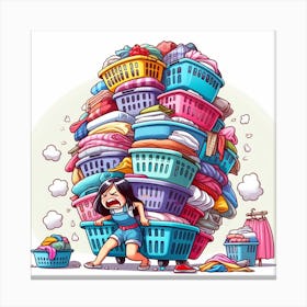 Laundry Baskets woman Canvas Print