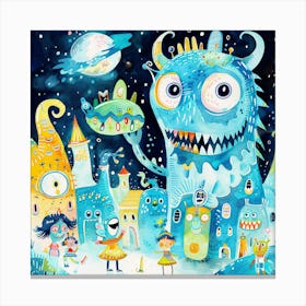 Monsters In The City Canvas Print