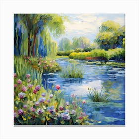 Soothing Strokes: Monet's Riverside Elegance Canvas Print