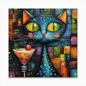 Cat With Martini 5 Canvas Print