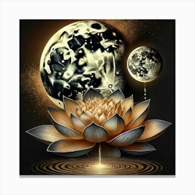 Lotus Flower And Moon Canvas Print