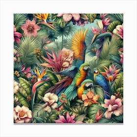 Parrot seamless pattern art 4 Canvas Print