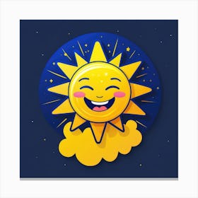 Lovely smiling sun on a blue gradient background 119 Canvas Print