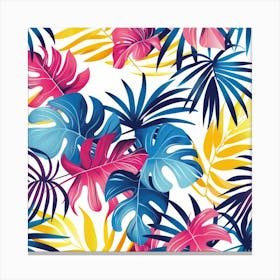 Tropical Leaves Seamless Pattern 5 Canvas Print