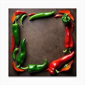 Chili Peppers In A Frame Canvas Print