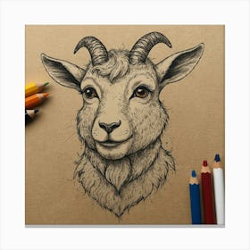 Goat Head Drawing Canvas Print