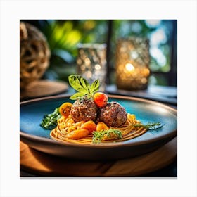 Meatballs On A Plate 2 Canvas Print