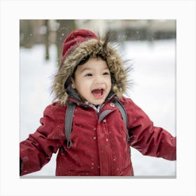 Child Playing In The Snow Canvas Print