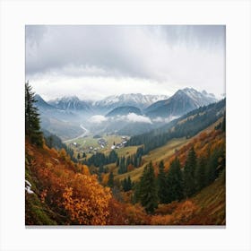 Autumn Landscape Panorama Tatra Mountains Embracing The Gentle Hues Of Fall Trees Awash With Orang (5) Canvas Print