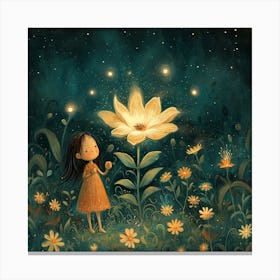 Little Girl With A Flower Canvas Print