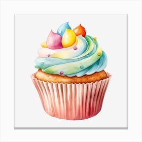 Watercolor Cupcake Illustration 1 Canvas Print