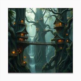 Elven City Built Into The Trees Canvas Print