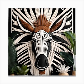 Zebra Head Bohemian Wall Tapestry Canvas Print
