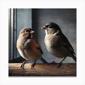 Firefly A Modern Illustration Of 2 Beautiful Sparrows Together In Neutral Colors Of Taupe, Gray, Tan 2023 11 23t012739 Canvas Print