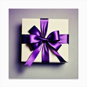 Gift Box With Purple Ribbon Canvas Print