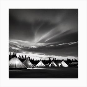 Teepees At Night 12 Canvas Print