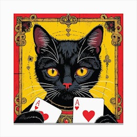 Black Cat Playing Cards Canvas Print