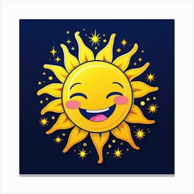 Lovely smiling sun on a blue gradient background 30 Canvas Print